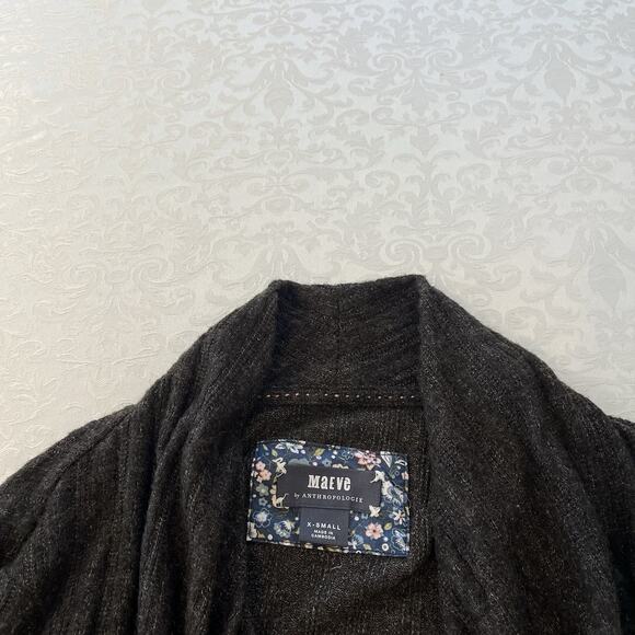 Maeve by Anthropologie Rafela Hacci Surplice Top Wrap Sweater Size XS Brown/Gray - Picture 4 of 10